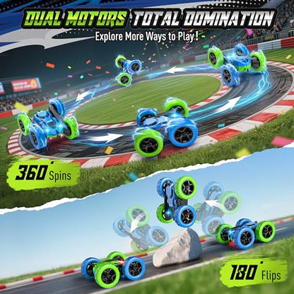 Upgraded RC Car for Kids (Blue&green / Pro (USB-C & Modular Battery))
