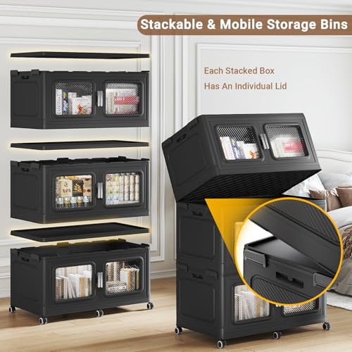 1200 Qt Extra Large Stackable Storage Bin with Lids (Black / 300QT-4pack)