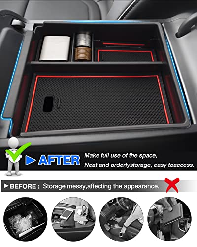 Center Console Organizer for 2022 2023 2024 Hyundai Tucson Accessories Armrest Storage Box Secondary Insert Tray with 2 Color Mats (2022-2024 Hyundai Tucson)