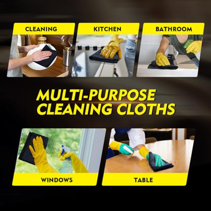 Black Microfiber Cleaning Cloth 50 Pack (Black / 12.5 x 12.5 Inch)