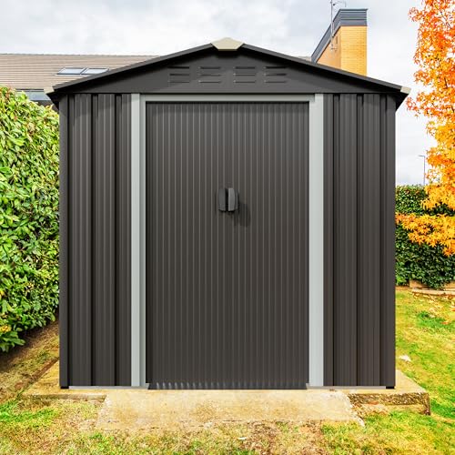 JYQAQA 6x4 FT Outdoor Storage Shed (Gray / 6 x 4 x 6 FT)
