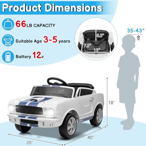 12V Licensed Shelby Electric Car for Kids (White)