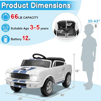 12V Licensed Shelby Electric Car for Kids (White)