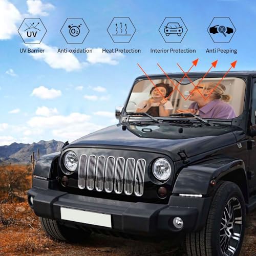 Custom Car Windshield Sun Shade Cover Personalized Car Sun Shade Windshield Front Window Sun Visor UV Ray Protector Sunshade with Photo Text for Sedans SUV Trucks Customized Car Sunshade (custom-2)