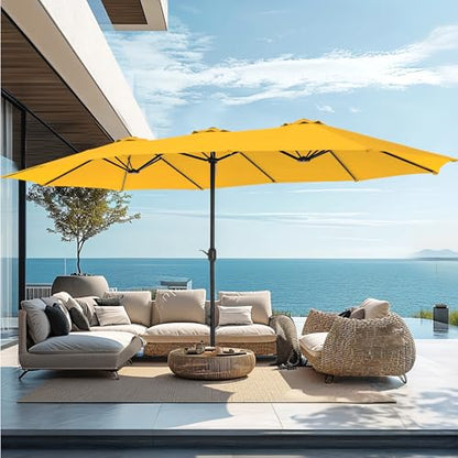 15ft Large Outdoor Patio Umbrella with Base Included (Golden Yellow)