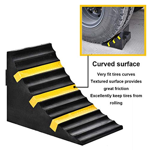 2 Pack Wheel Chocks Heavy Duty Extra Large Industrial Rubber Wheel Chock Blocks w