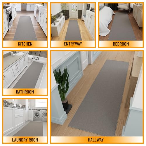 3x10 Hallway Runner Rug (Solid Gray)