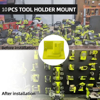 10 Pack Tool Holder Compatible with Ryobi 18V Wall Mount Plastic (10 Pack)