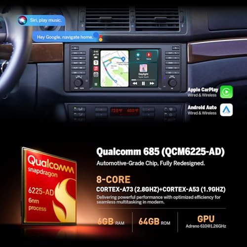 Head Unit 6+64GB Car Stereo for BMW 5 Series E39 1995 (E39 6+64GB)