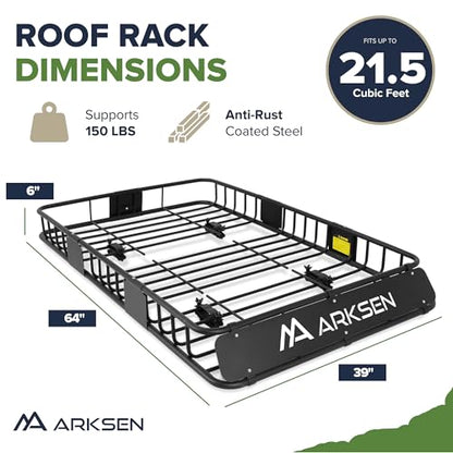 64" x 39" x 6" Roof Rack Basket with Extension&Net (64" Cargo Rack w/Net)