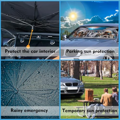 Funny Octopus Car Windshield Sun Shade Umbrella Car Windshield Foldable Car Umbrella Sun Shade Cover Heat Reflective Sun Visor Blocks UV Rays Front Window Shade (One Size / Funny Octopus)