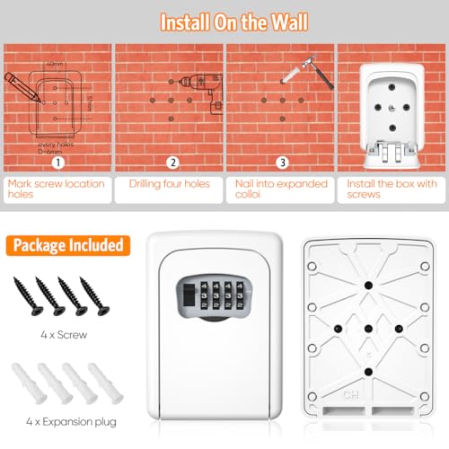 Key Lock Box Wall Mounted (White / 1)