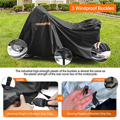 Comnova Motorcycle Cover 96 Inch (Premium - Black / 96 Inch)