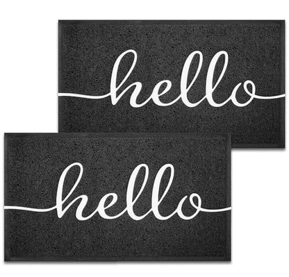 Door Mat 2 Pack Outside Inside Hello Doormat 30"x17.5" Durable Floor Mat Non Slip Mat Ultra Absorb Mud Easy Clean Front Doormat for Garage (2'6" x 1'6" / 2pack Hello)