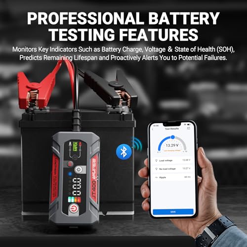 JT400 Jump Starter with Battery Tester (Red)