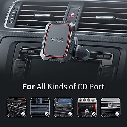 Magnetic CD Phone Mount with 6 Strong Magnets for Car CD Player (Black-Red)