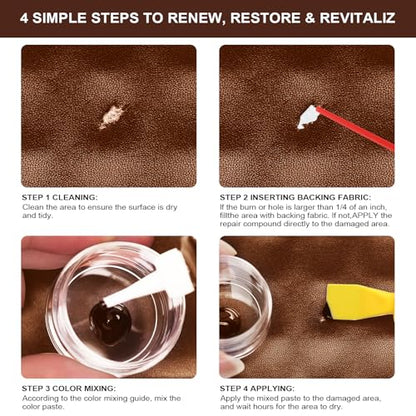 Brown Leather & Vinyl Repair Kit for Furniture (Brown)