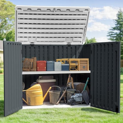 Horizontal Shed with Padlock Latch (Dark Gray)
