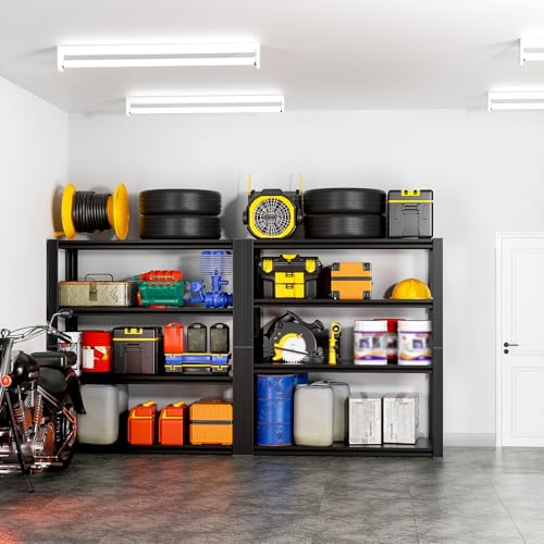4 Tier 40" W x 20" D x 60" H Garage Shelving Garage Storage Shelves 2200LBS Metal Industrial Shelf Adjustable Heavy Duty Shelving Storage Rack Shelving Unit (Black-hidden Hole / 40"W x 20"D x 60"H)