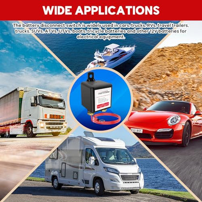 Side Post Remote Battery Disconnect Switch 12V (250A Remote Battery Kill Switch)