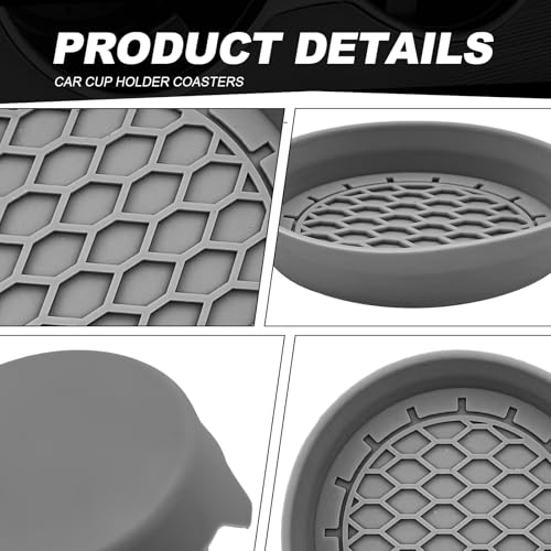 4 Pack Universal Cup Holder Coasters (Gray)