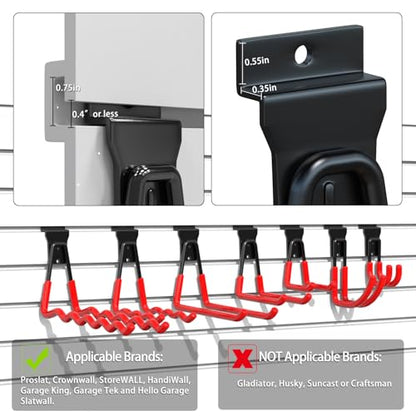 Slatwall Hooks 18 Pack Heavy Duty Multi Sizes (Red / 18)