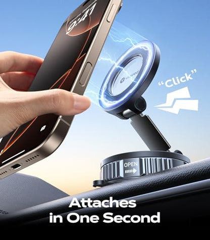 Car Phone Holder for Magsafe Car Mount [85 LBS Strongest Suction] (Black-Vacuum)