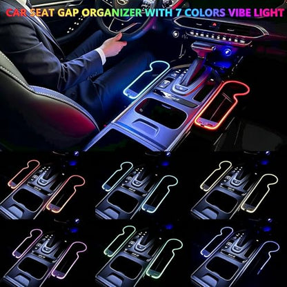 7 Colors LED Car Seat Gap Organizer with 56W Fast Charger 2 Pieces