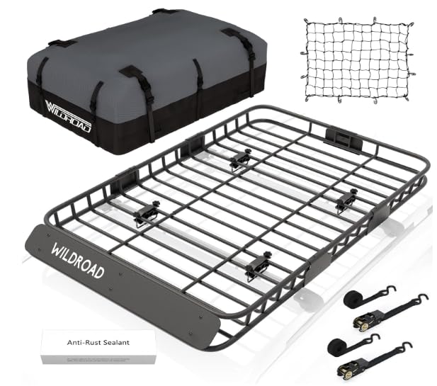 Rooftop Cargo Carrier Combo Roof Rack Cargo Basket 64" x 39" x 4" (64" x 38" x 4")