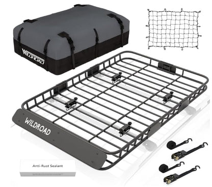 Rooftop Cargo Carrier Combo Roof Rack Cargo Basket 64" x 39" x 4" (64" x 38" x 4")