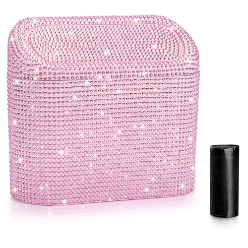 Bling Car Trash Can with Lid (Light Pink/Light Pink Rhinestone)