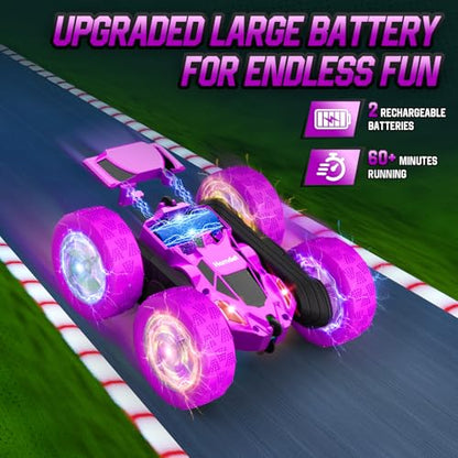 Remote Control Car for Kids (Purple / Glow (Headlights & Wheel Lights))