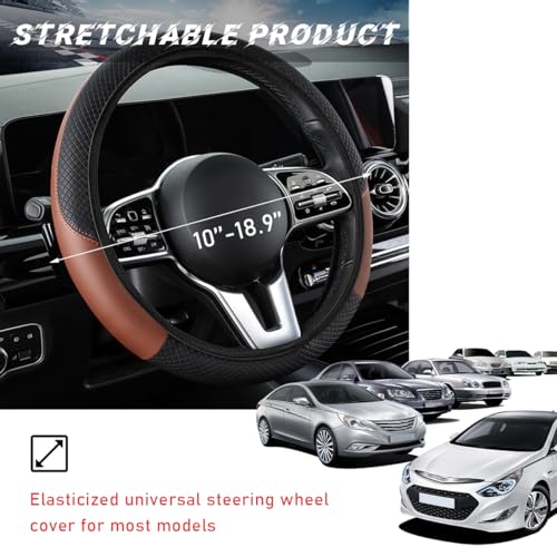 Car Steering Wheel Cover (Black+Coffee, AD)