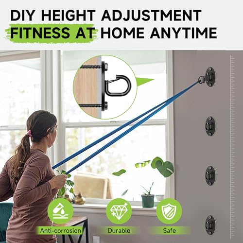 4 Pcs Wall Anchor for Resistance Bands (Elastic buckle Hooks-Black-4Pcs)