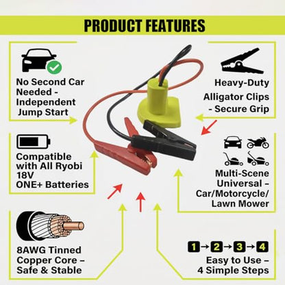 8AWG 2FT Car Jumper Cables Adapter (Red)