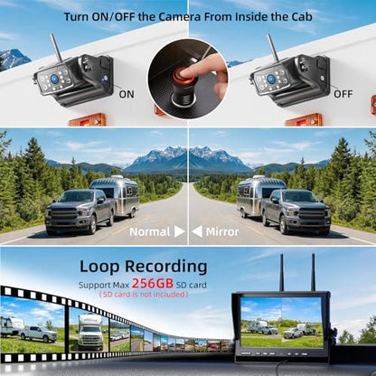 3 Magnetic Wireless Backup Camera with HD 1080P 10" DVR Monitor (10" 3-Cam)