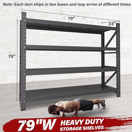 6000LBS Heavy Duty Garage Shelving Units (Matte Black / 79"Wx24"Dx79"H)
