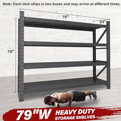 6000LBS Heavy Duty Garage Shelving Units (Matte Black / 79"Wx24"Dx79"H)