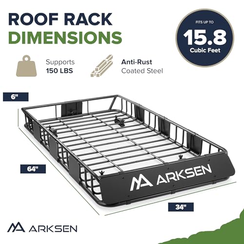 64" x 34" x 6" Roof Rack Cargo Basket with Bag (64" Roof Rack W/Bag, Net, 2 Straps)