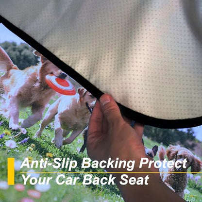 Back Seat Cover for Car Trucks Van SUV Jeep (Rear Bench Seat Towel / Dog Print)