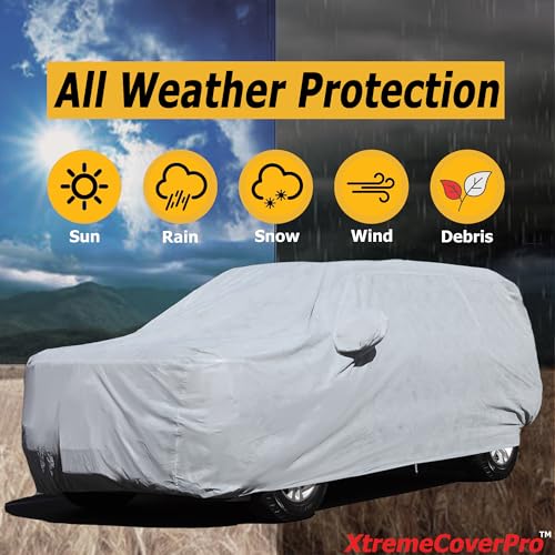 All Weather Waterproof car Cover Easy Access Zipper Good for rain Snow uv Protection dust Compact SUV Explorer Wrangler Sorento Murano Outback 4Runner Venza XC70 Gray (SD - (See Size Chart) / GRAY)