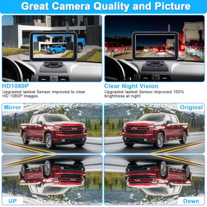 HD 1080P 7 Inch Wireless Backup Camera for Truck (7'' + License Plate Camera)
