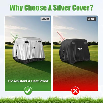 4 Passenger Golf Cart Cover for Yamaha EZGO Club Car (Silver)