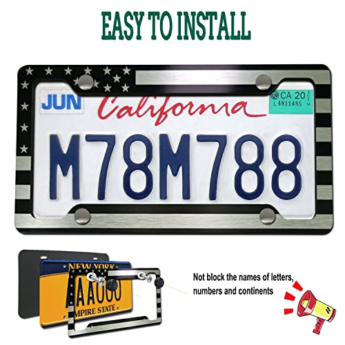 American Flag License Plate Frames (Black - 2 Pack)