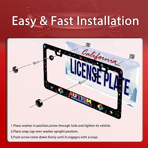Autism Awareness License Plate Frame Stainless Steel Decorative 12.3"x6.3" (Autism awareness)
