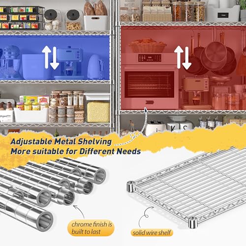 Chrome Metal Shelving (Chrome-70" W*15.8" D*72.4" H)