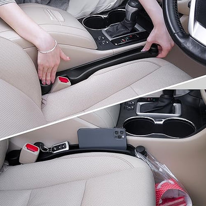 Car Seat Gap Filler Organizer Soft Foam 3IN1 Storage Slot & Hook (Black / Narrow)