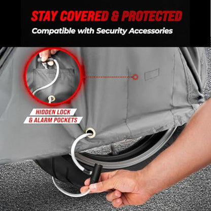 Waterproof Outdoor Motorcycle Cover for Adventure Bikes (Light Gray / [ADV] 99"L x 41"W x 63"H)