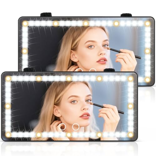 2PCS Car Sun Visor Vanity Mirror (Black / 2PCS)