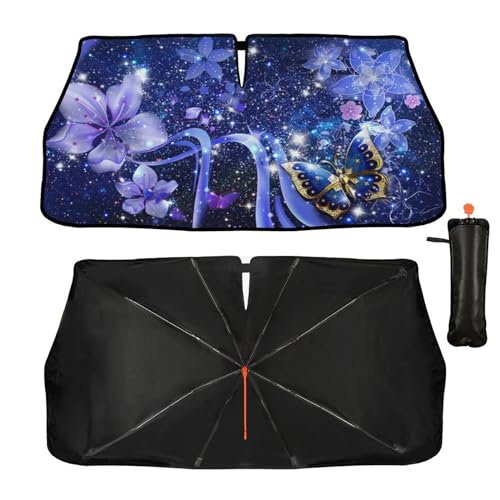 Butterfly Car Windshield Sun Shade Umbrella Automotive Windshield Sunshade Foldable Front Car Accessories Interior Decor to Keep Vehicle Cool for Most Vehicles 57'' X 30'' (57'' X 30'' / style-AB6)